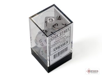 Frosted Clear/black Polyhedral 7-Dice Set 27401 - dice emporium