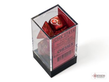 Scarab Scarlet/gold Polyhedral 7-Dice Set 27414 - dice emporium