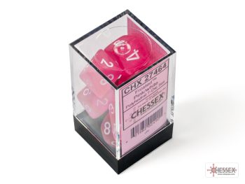 Frosted Pink/white Polyhedral 7-Dice Set 27464 - dice emporium