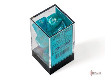 Cirrus Aqua/silver Polyhedral 7-Dice Set 27465 - dice emporium