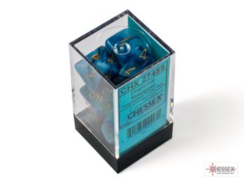 Phantom Teal/gold Polyhedral 7-Dice Set 27489 - dice emporium