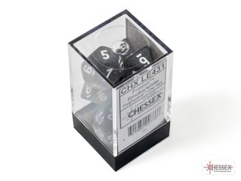 Frosted Polyhedral Smoke/white 7-Die Set LE431 - dice emporium