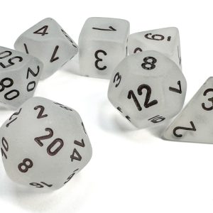 Frosted Clear/black Polyhedral 7-Dice Set 27401 - dice emporium