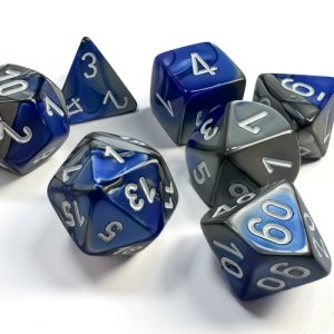 Gemini Blue-Steel/white Polyhedral 7-Dice Set 26423 - dice emporium