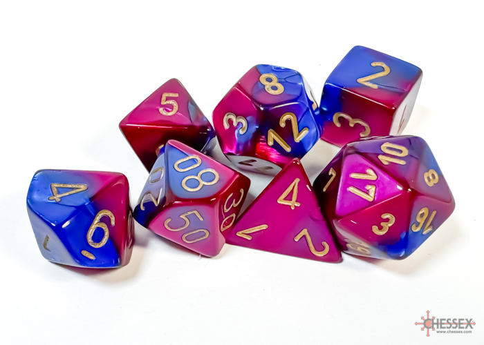 Gemini Blue-Purple/gold Polyhedral 7-Dice Set 26428