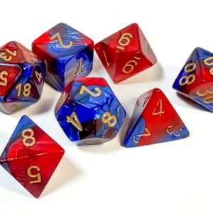 Gemini Blue-Red/gold Polyhedral 7-Dice Set 26429 - dice emporium