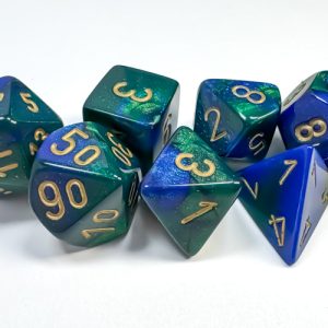 Gemini Blue-Green/gold Polyhedral 7-Dice Set 26436 - dice emporium