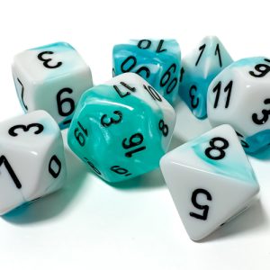 Gemini Teal-White/black Polyhedral 7-Dice Set 26444 - dice emporium