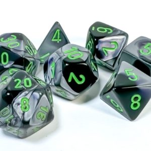 Gemini Black-Grey/green Polyhedral 7-Dice Set 26445 - dice emporium