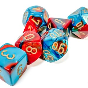 Gemini Red-Teal/gold Polyhedral 7-Dice Set 26462 - dice emporium