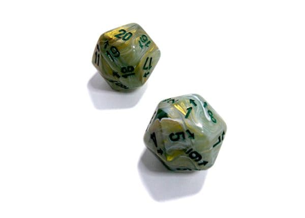 Marble Green/dark green Countup&down d20 -DiceEmporium.com