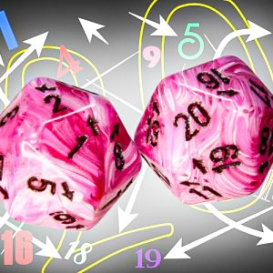 Vortex Pink/black Countup&down d20 -DiceEmporium.com