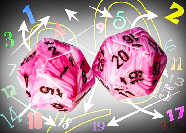 Vortex Pink/black Countup&down d20 -DiceEmporium.com