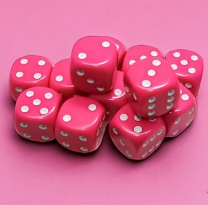 16mm Pink/white Chessex Opaque -DiceEmporium.com