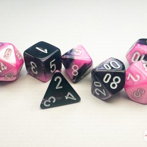 Gemini Mini-hedral Black-Pink/white 7-Die Set 20630 - Dice Emporium