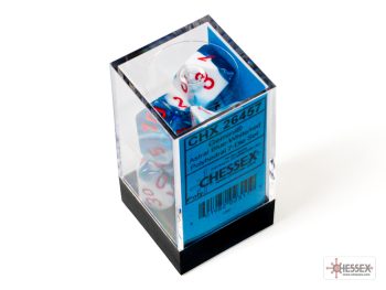 Gemini Astral Blue-White/red Polyhedral 7-Dice Set 25457 -DiceEmporium.com