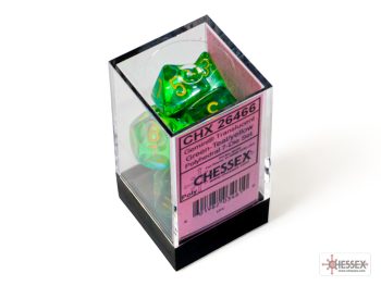 Gemini Translucent Green-Teal/yellow Polyhedral 7-Dice Set 26466 -DiceEmporium.com