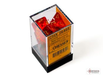 Gemini Translucent Red-Yellow/gold Polyhedral 7-Dice Set 26468 -DiceEmporium.com