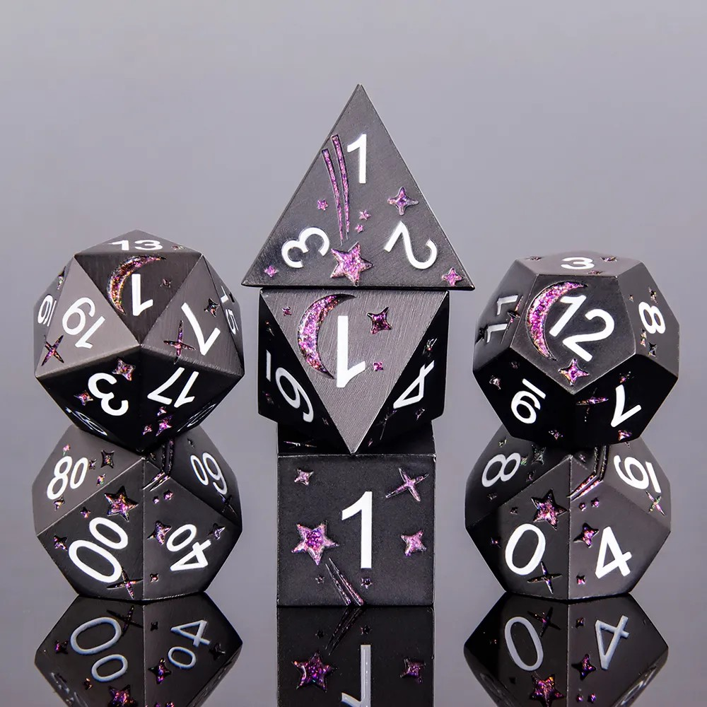 Shiny Purple Planet 7-die set - dice emporium