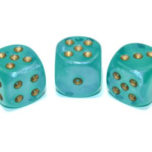 BorealisTealgoldLuminary16mm - dice emporium