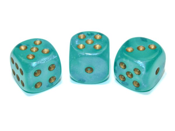 BorealisTealgoldLuminary16mm - dice emporium