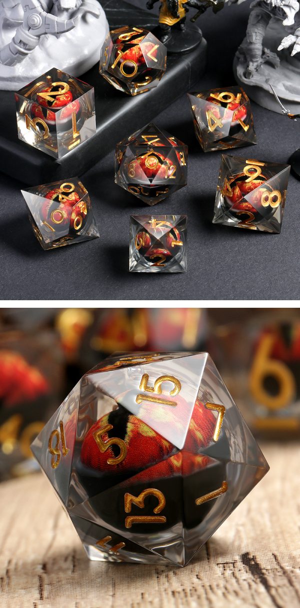 Sharp Edge Dice - Dragon Eye - Red -DiceEmporium.com