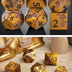 Bronze Sakura 7 Die Metal & Enamel Dice Set -DiceEmporium.com