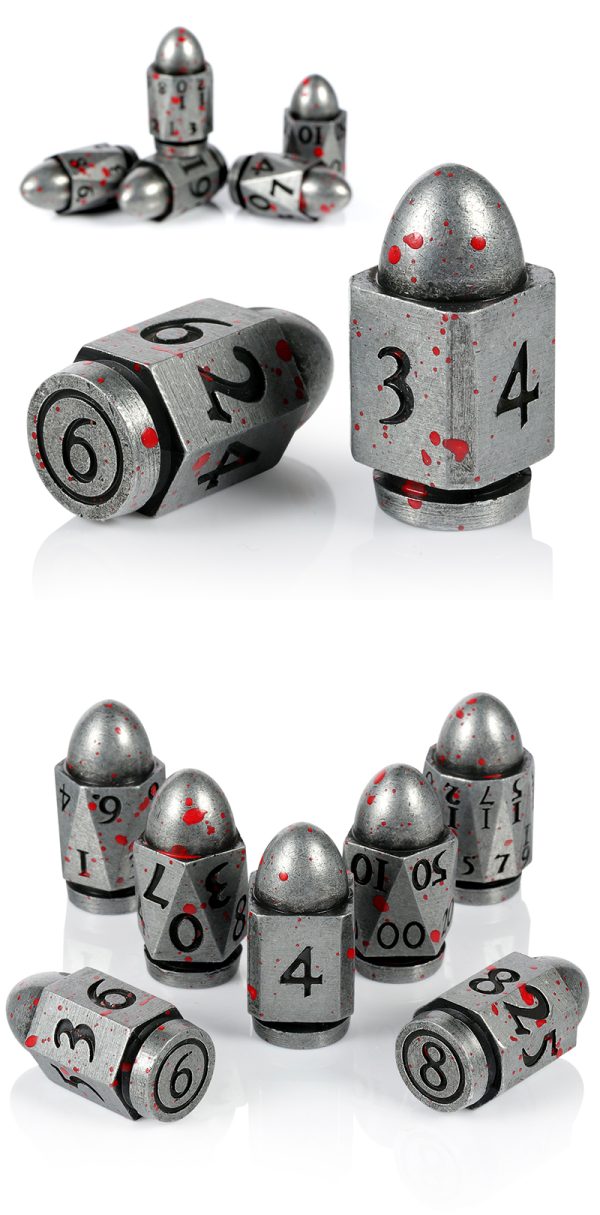 Bullet - Blood & Iron 7 Die Metal & Enamel Dice Set -DiceEmporium.com