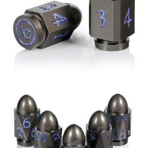 Bullet - Blue & Gunmetal 7 Die Metal & Enamel Dice Set -DiceEmporium.com