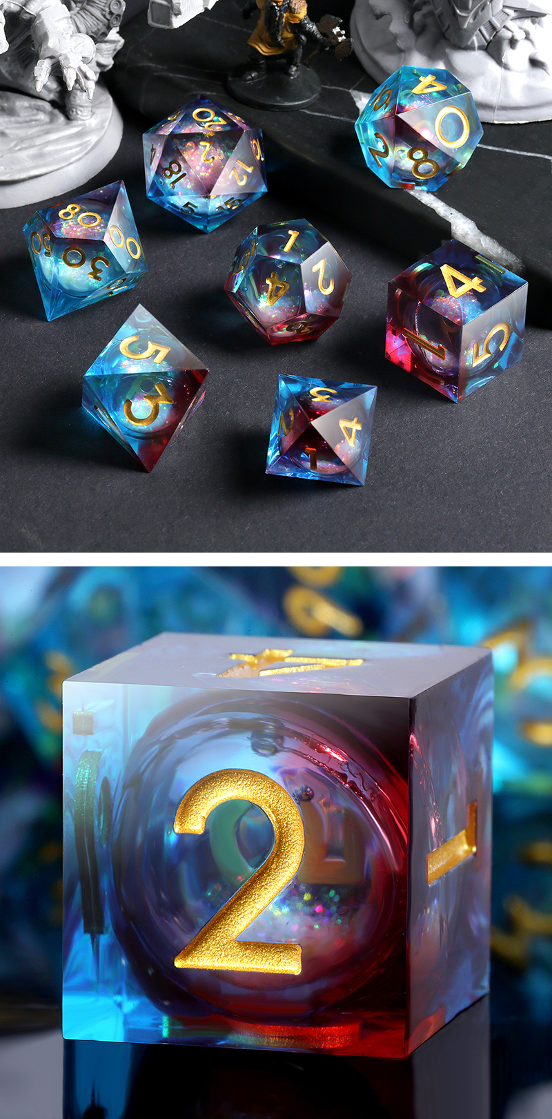 Liquid Core Dice Set (7 pcs) Star Cluster - The Dice Emporium