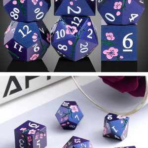 Sakura Blue 7 Die Metal & Enamel Dice Set -DiceEmporium.com