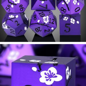 Sakura Purple 7 Die Metal & Enamel Dice Set -DiceEmporium.com