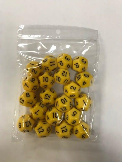 12-Sided Opaque Dice (d12) - Yellow - Dice Game Depot