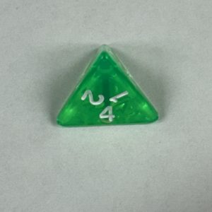 d4 transparent green bottom read - dice emporium