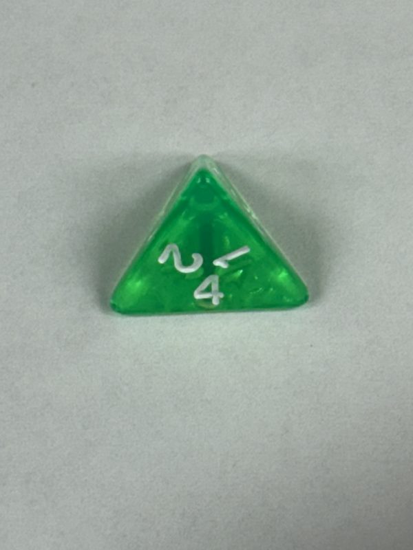 d4 transparent green bottom read - dice emporium