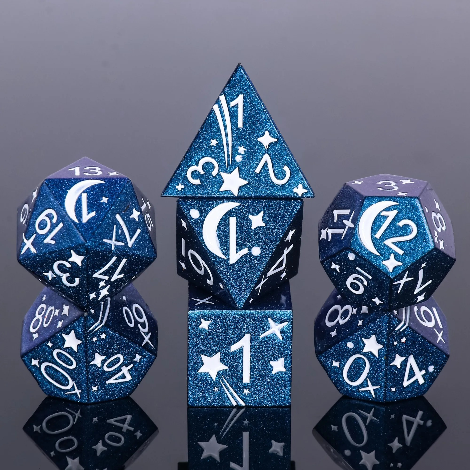 Blue Galaxy Comet 7-die set - dice emporium