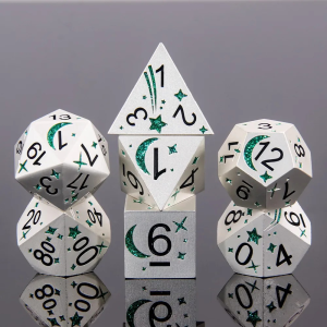 Shiny Green Comet 7-die set - dice emporium