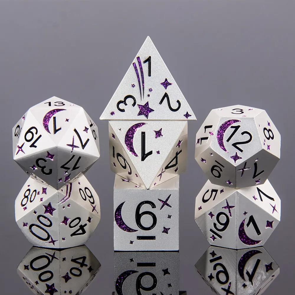 Shiny Purple Comet 7-die set - dice emporium