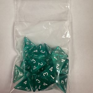 Green D4 Transparent Set of 20 Top Read - dice emporium