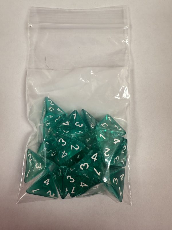 Green D4 Transparent Set of 20 Top Read - dice emporium