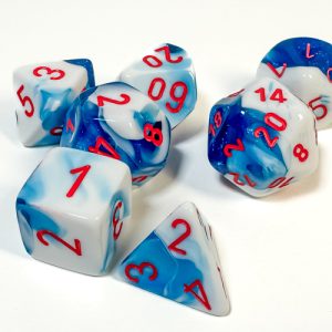 Gemini Astral Blue-White/red Polyhedral 7-Dice Set 25457 -DiceEmporium.com