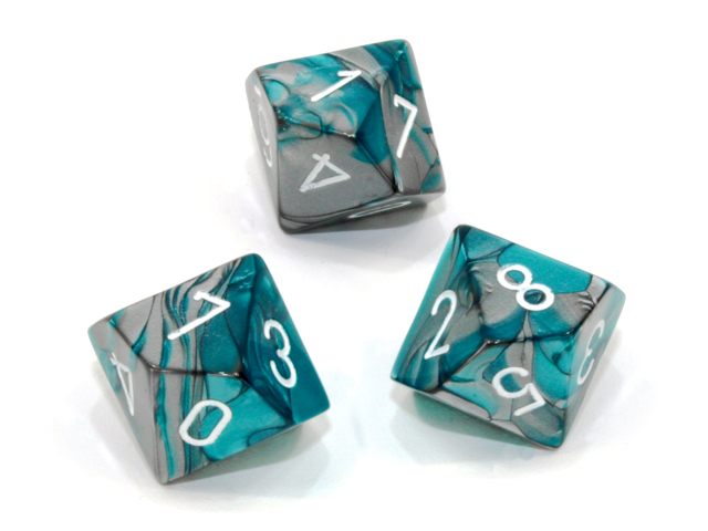 geminid10rsteeltealwhite - dice emporium