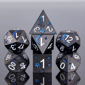 Shiny Blue Planet 7-die set - dice emporium